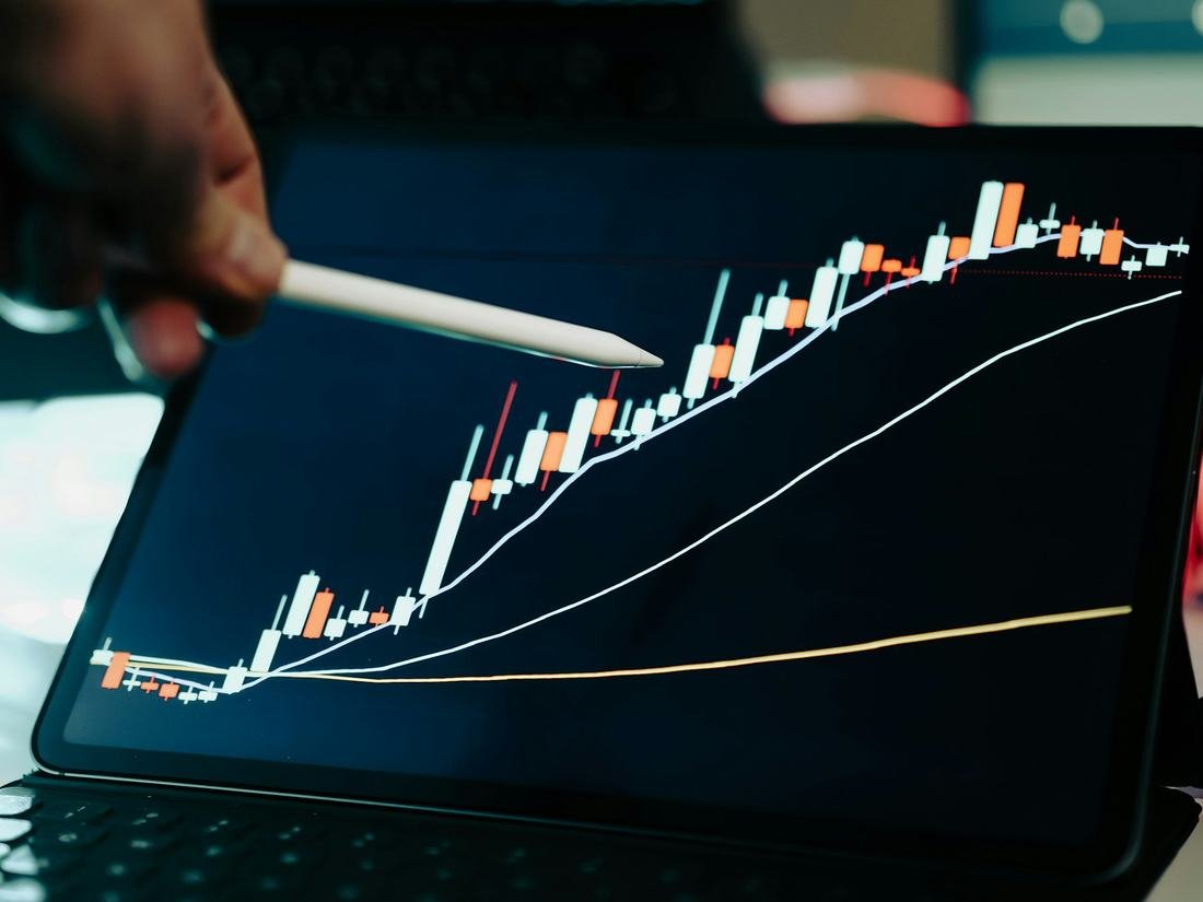 Análisis de gráficos financieros en una pantalla